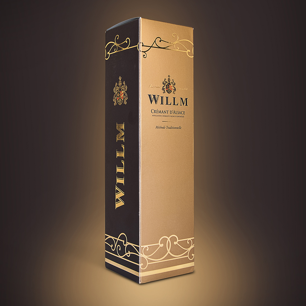 Packaging crémant avec dorures et gaufrage pour la maison Wilm